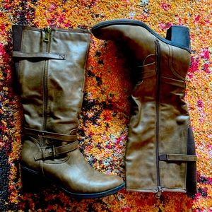 Brown wide calf boots